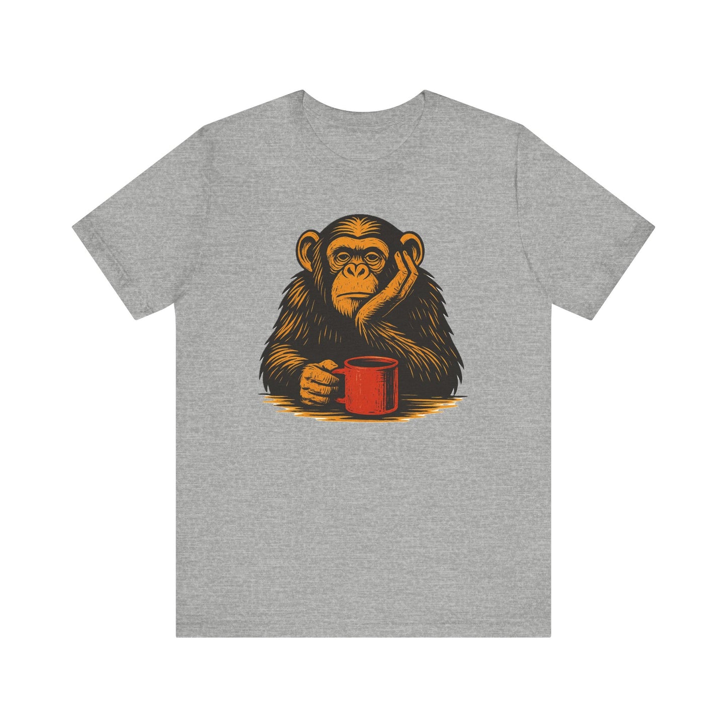 Charming Chimpanzee Coffee Tee, Relaxed Vibes, Gift for Animal Lovers, Everyday Comfort, Perfect for Coffee Lovers