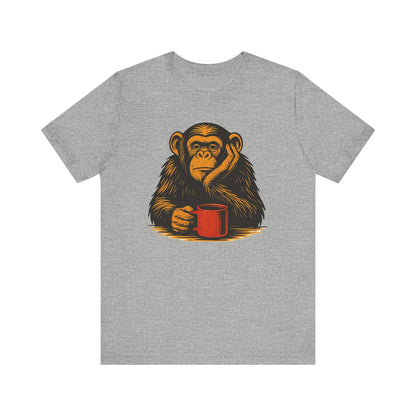 Charming Chimpanzee Coffee Tee, Relaxed Vibes, Gift for Animal Lovers, Everyday Comfort, Perfect for Coffee Lovers