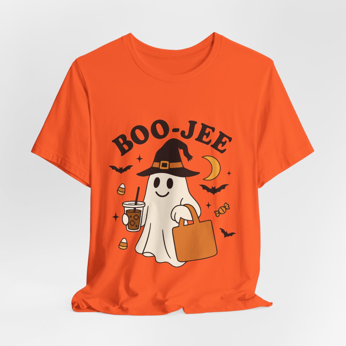 Boo-Jee Coffee Ghost Halloween T-Shirt – Funny Spooky Brew Tee for Coffee Lovers