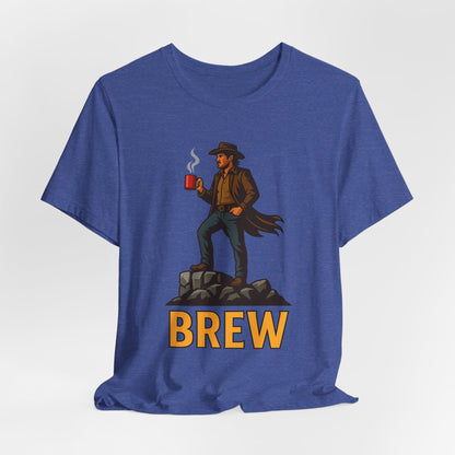 Brew Adventure Tee: Vintage Graphic Unisex Shirt, Coffee Lover Gift, Casual Wear, Hiking Apparel, Men's & Women's Fashion