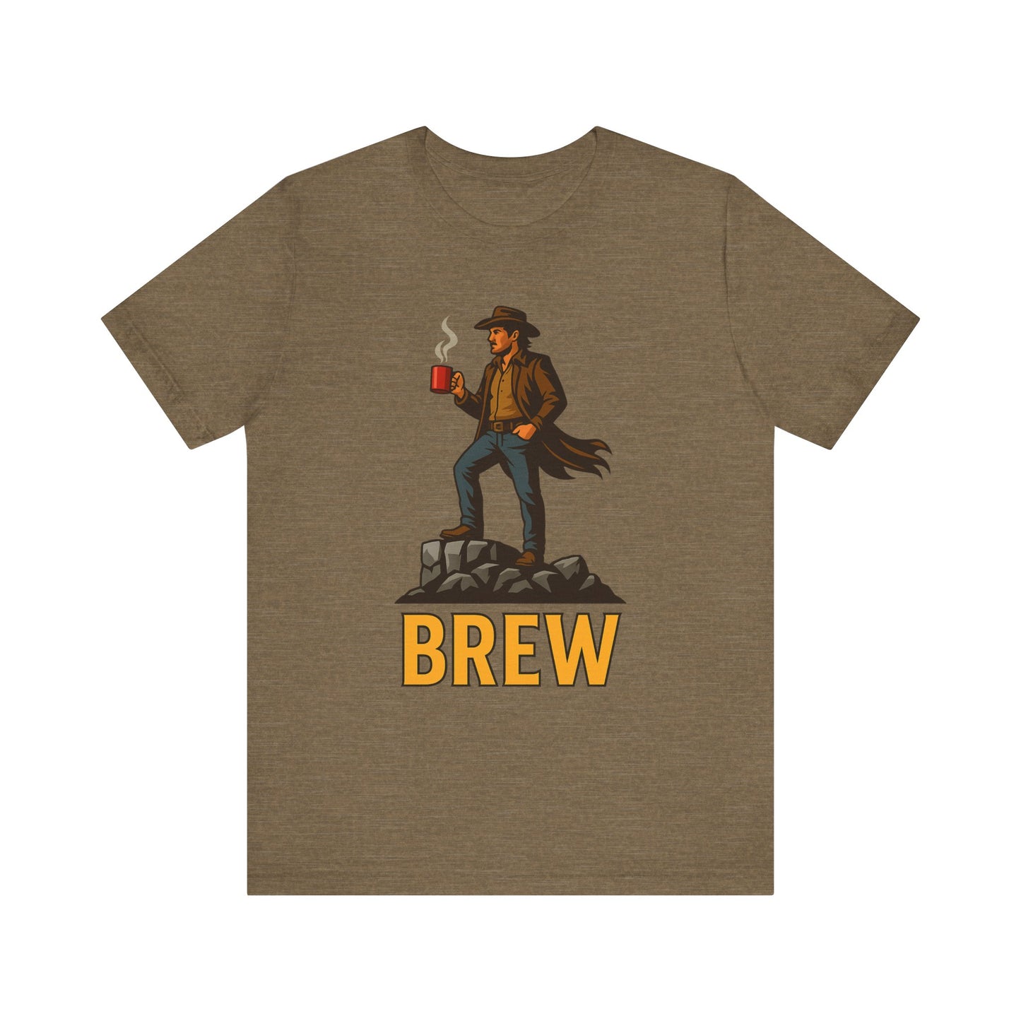 Brew Adventure Tee: Vintage Graphic Unisex Shirt, Coffee Lover Gift, Casual Wear, Hiking Apparel, Men's & Women's Fashion