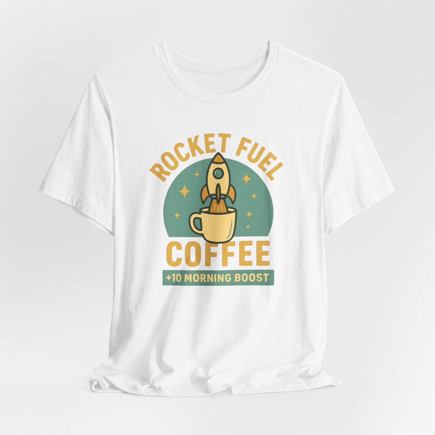 Coffee Lover's Unisex Tee, Rocket Fuel Coffee Shirt, Morning Boost Tee, Barista Gift, Casual Coffee Shirt